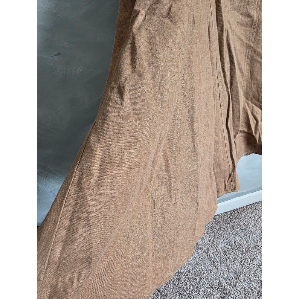 Midi Modest Brown Paneled Linen Blend Skirt Size 16 A Line - Picture 8 of 11